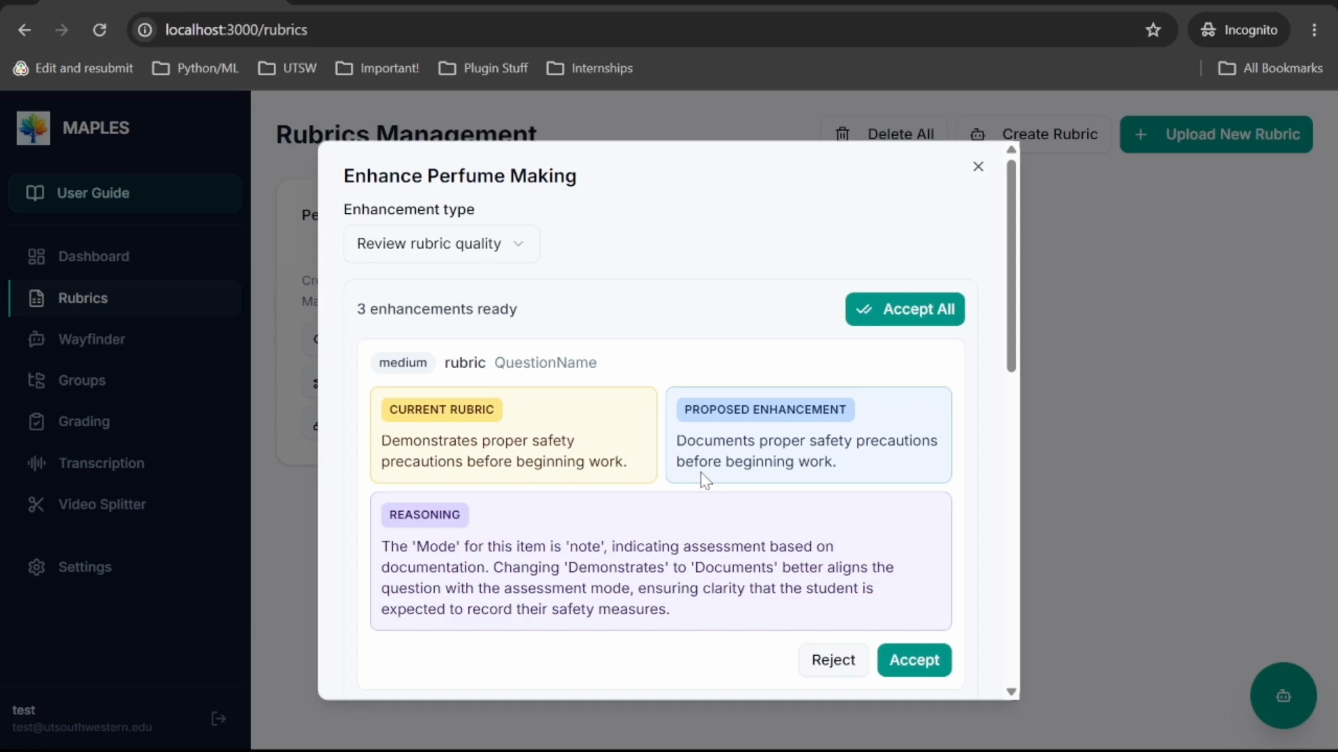 Wayfinder: AI-Assisted Rubric Authoring in MAPLES